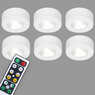 BRILONER Leuchten - LED Schrankleuchten mit Fernbedienung, dimmbar, Unterbauleuchten batteriebetrieben, Nachtlicht für Schlafzimmer, inkl. Timerfunktion & Klebepads, Treppenlicht, weiß, 58x26mm (DxH)