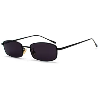 OSAGAMA Retro Rechteckige Sonnenbrille Metall Rahmen Mehrfabige Brille für Damen Herren Schwarz - Einheitsgröße