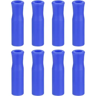 sourcing map 8Stk Silikon Strohspitzen Metall Stroh Abdeckungen Weich Wiederverwendbar Strohhalme Spitzen Passend für 1/3" (8mm) AD Edelstahl Strohhalme Blau