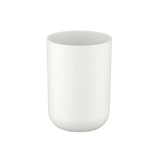 Zahnputzbecher weiß silber Kunststoff B/H/L: ca. 7,3x10x7,3 cm