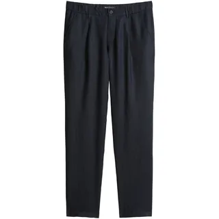Marc O'Polo Herren Hose - Osby Jogger Pleats, Chino, Leinen, Tapered, Länge 32 Blau (Dark Navy) / 34W/32L