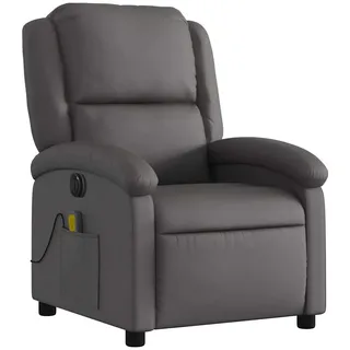 vidaXL Massagesessel Elektrisch Leder 86,5 x 99,5 x 0 cm Grau mit Fernbedienung
