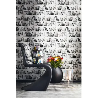 Vorhang APELT "Variete" Gardinen Gr. 245 cm, Ösen, 135 cm, schwarz (schwarz, weiß) Ösen HxB: 245x135