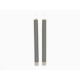 Coen Bakker Deco BV LED-Kerze Diner Candles (Set), Stabkerzen 2 St. taupe 6/18h Timer 3D Flamme 26cm grau