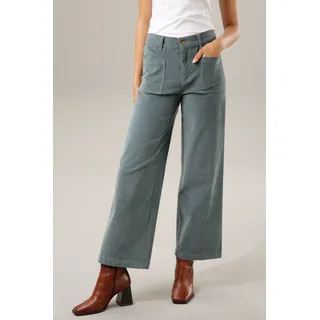 Cordhose ANISTON CASUAL Gr. 40, N-Gr, blau (petrol) Damen Hosen Cordhosen in angesagter Hight-waist-Form