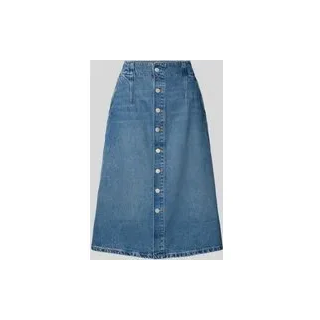 Jeansrock mit durchgehender Knopfleiste, Jeansblau, 27