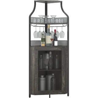 Garvee Eck-Weinbar-Schrank Mit Großem Stauraum Und Abnehmbarem Weinregal, Kaffeebar Mit Glasaufbewahrung Und Gittertür, 4-Stufiger Getränkeschrank Für Bar- Und Weinlagerung.