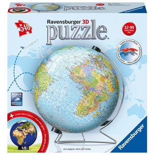 Ravensburger Verlag - Ravensburger 3D Puzzle 11159 - Puzzle-Ball Globus in deutscher Sprache - 540 Teile - Puzzle-Ball Globus für Erwachsene und Kinder ab 10 Jahren