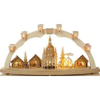 Richard Glässer GmbH Seiffen Schwibbogen Dresdner Frauenkirche mit Pyramide 40 cm