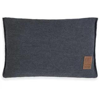 KNIT FACTORY - Uni Kissen - Anthrazit - 60x40 cm | Sofakissen mit Füllung und Bezug - Couchkissen - Zierkissen - Gestrickter Dekokissen - Zeitloses Design