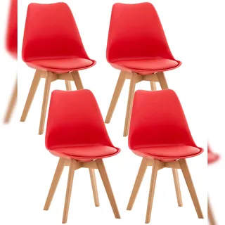 CLP Esszimmerstuhl Linares Samt rot 4er Set