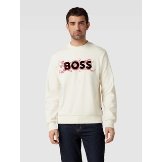 Sweatshirt mit Motiv-Stitching Modell 'Soleri', Weiss, XL