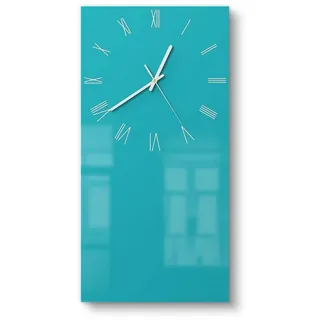 DEQORI Wanduhr 'Unifarben - Türkis' (Glas Glasuhr modern Wand Uhr Design Küchenuhr) grün 30 cm x 60 cm