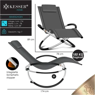 Kesser Relaxliege 174 x 78 x 89 cm Schwarz klappbar