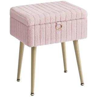 SONGMICS Sitzhocker Schminkhocker, Fußhocker, Wohnzimmer, Schlafzimmer, 30 x 40 x 50 cm (mit Stauraum), Schminktisch-Stuhl, Metallbeine, gepolstert, verstellbare Füße, rosa rosa