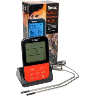 Mebus Funk Grillthermometer digital Grill Braten Fleisch Thermometer 2 Sonden