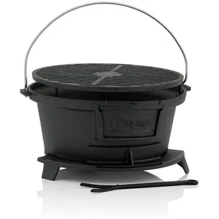 BBQ-Toro Holzkohlegrill Gusseisen Grilltopf mit Grillrost, 32 x 33 x 18 cm, Hibachi Style schwarz