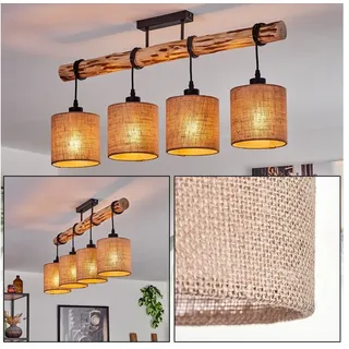 hofstein Deckenleuchte moderne Deckenlampe aus Holz/Metall/Leinen in Natur/Schwarz/Beige, ohne Leuchtmittel, Deckenleuchte im skandinavischen Design, 4x E27, ohne Leuchtmittel beige