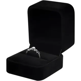 FuninCrea Samt Ringbox Hochzeit, Kompakt Ringkästchen Hochzeit Schmuckaufbewahrung Geschenkbox Klein, Jahrgang Verlobungsring Box Schmuckkästchen Ohrringe für Hochzeitszeremonie Antrag (B-Schwarz)