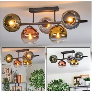 hofstein Deckenleuchte Deckenlampe aus Metall/Glas in Blau/Grün/Kupfer/Gold/Chrom/Rauch/Klar, Deckenleuchte im Retro/Vintage-Design (Schirm Ø 15 cm), 5 x E14 blau|grün