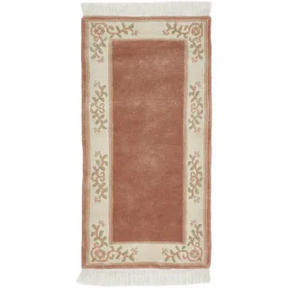 Wollteppich LUXOR LIVING "Giza", rosa (altrosa), B:70cm H:12mm L:140cm, Obermaterial: 100% Wolle, Teppiche, reine Wolle, mit Bordüre & Fransen, Orient-Teppich, Wohnzimmer