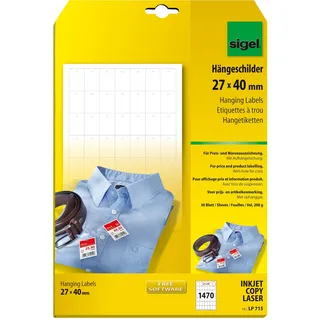 Sigel Hängeschilder 27 x 40 mm Weiß 1.470 St.
