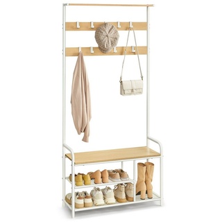 VASAGLE Garderobenständer Garderobe, mit Schuhregal, 85 x 30 x 180,5 cm weiß