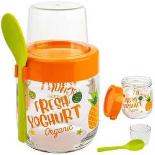 alles-meine.de GmbH Glas - Salatbecher/Joghurtbecher/Müslibecher - to go - mit Löffel + Deckel + mit Einsatz - 425 ml - BPA frei - Erwachsene & Kinder - Joghurt Müsli - Obst ..