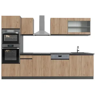 Vicco Küchenzeile R-Line J-Shape 300 cm Eiche/Anthrazit