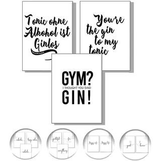 4Good Wandbilder Wohnzimmer als lustige Sprüche, Motivations Bilder fürs Büro oder die Küche, Bild mit Spruch als Schlafzimmer Poster ohne Rahmen (Gin A3)