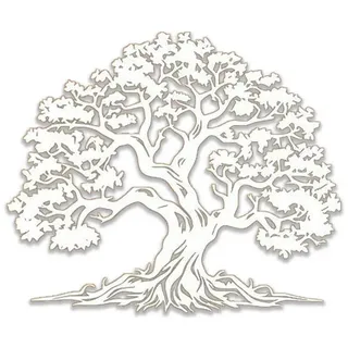 Jumpeak Wanddekoobjekt Baum des Lebens Kunst Wanddeko,Baum,Natur,Für Wohnzimmer, Schlafzimmer, Metall,4 Farben,2 Maße,Inkl.Schrauben,Deko Geschenk,Baum Silhouette weiß 47 cm x 40 cm