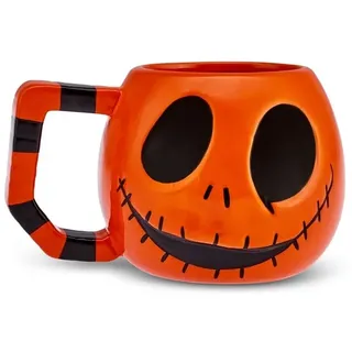 Karaca Halloween Creepy Keramik Tasse, 10cm, Orange Schwarz