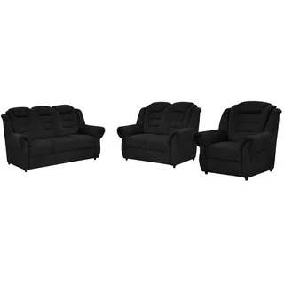 Livetastic Sitzgarnitur, Schwarz, Kunststoff, 3-teilig, Made in EU, Hocker erhältlich, Rücken echt, Armteil links, rechts, Wohnzimmer, Sofas & Couches, Sitzgarnituren