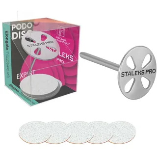 STALEKS PRO Pododisc Basis L 25 mm mit 5 Nachfüllungen, Körnung 180, Edelstahl, langer Schaft.