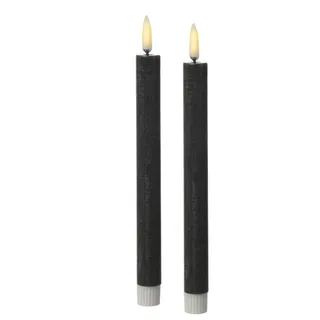 MARELIDA LED Stabkerzen Tafelkerzen Spitzkerzen rustikal 24cm grau 2St