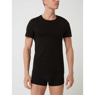 Slim Fit T-Shirt aus Baumwolle im 3er-Pack, Black, M