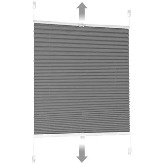 Sekey Plissee ohne Bohren Verdunkelung, Fenster Plissee Klemmfix Jalousie 75 cm breit, Verspannt Blickdicht Sonnenschutz Fensterollo, 75x150cm, Dunkelgrau