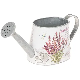 Florists Products Gießkanne Dekorative Gießkanne mit Lavendelmotiv aus Metall für Vintage- weiß