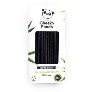 The Cheeky Panda Bambus Strohhalme Papier Schwarz | 250 x Cocktail Strohhalme | Stark und Langlebig