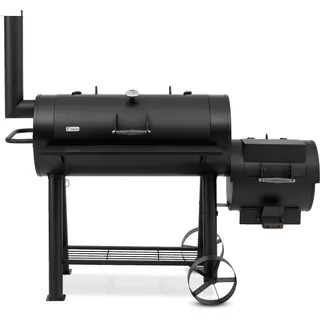 tepro Smoker Milwaukee (Holzkohle-Grillwagen mit Rollen) zum Räuchern, BBQ, Grillen, Neben- und Hauptkammer mit Belüftungsregler und Kamin, Thermometer, Maße ca. 171 x 78,5 x 151 cm