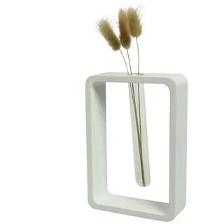 Deko Vase Reagenzglas Blumenvase Holzvase Tischvase H: 18cm natur weiß