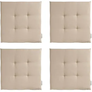 TOM TAILOR NEU! Sitzkissen Stuhl 4er Set - gemütliche Stuhlkissen 40x40 cm in Beige - Sitzauflage waschbar für Esszimmer, Bürostuhl, Bank, Boden & Gartenmöbel - Oeko Tex Zertifiziert