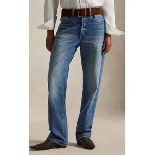Polo Ralph Lauren für Damen. 211969410001 Relaxed Straight Fit Jeans mit hohem Bund blau (34/32), Lässig, Baumwolle, Denim