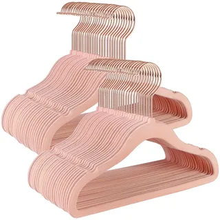 Songmics Kinderkleiderbügel Samt Roségold 50 St.