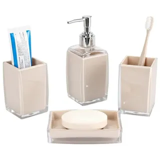 Cheffinger Seifenspender Bad-Accessoire Set Seifenspender Zahnbürstenhalter Cheffinger beige beige