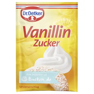 Dr. Oetker Vanillinzucker, 5 x 8 g, Zucker verfeinert mit Vanillin, zum Backen und Süßen von Kuchen, Desserts & Shakes, vegan