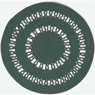 Homescapes grüner Teppich, rund, 90 cm, gehäkelter Teppich/Vorleger aus Baumwolle im Retro-Look mit Loop-Muster, flach gewebter Teppich für Schlafzimmer, Wohnzimmer, Flur oder Küche