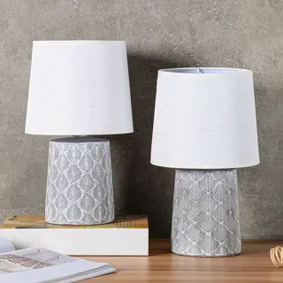 Art Deco Nachttischlampen 2er Set Vintage Grau 33 cm Retro Tischlampe Leuchte