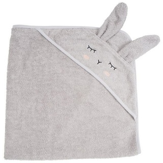 Kikadu Kapuzen-Handtuch Hase Silbergrau - Kinderhandtuch mit Tiergesicht aus 100% GOTS-zertifizierter Bio-Baumwolle