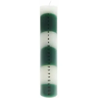 Adventskalender Kerze 1-24, Grün/Weiß